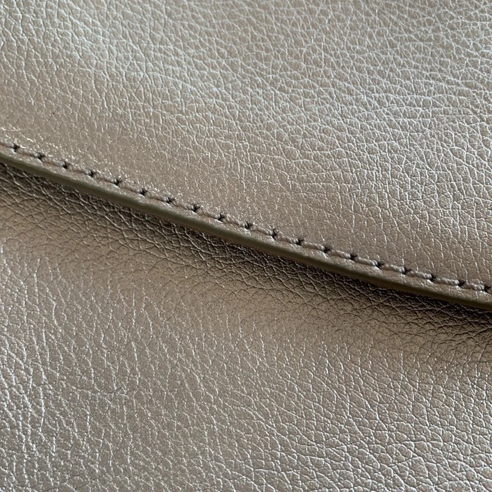 J. Crew Envelope Clutch Bag Convertible Shoulder Chain Silver Metallic Leather